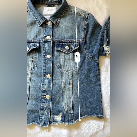 Vervet Women’s Distressed Denim Jean Jacket Size M Blue Classic Fit Casual - Picture 7 of 12